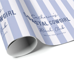 Benutzerdefinierter Name Coastal Cowgirl Blau Wei Geschenkpapier