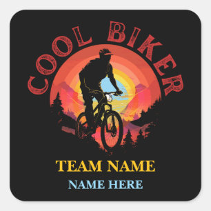 Benutzerdefinierter Name Cool Biker Biking Team Quadratischer Aufkleber