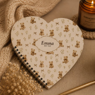 Benutzerdefinierter Name Cottagecore Teddy Bear Gi Notizbuch