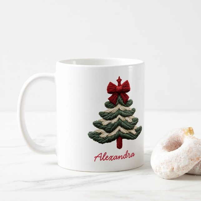 Benutzerdefinierter Name Cozy Rustic Bestickter We Kaffeetasse (Mit Donut)