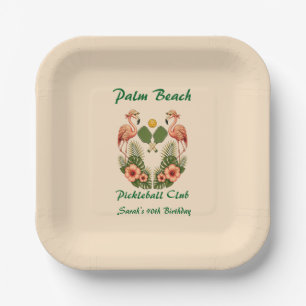 Benutzerdefinierter Name Cream Palm Beach Pickleba Pappteller