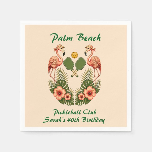 Benutzerdefinierter Name Creme Palm Beach Pickleba Serviette (Vorderseite)