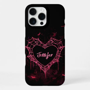 Benutzerdefinierter Name Cute Gothic Rosa Herz Spi iPhone 16 Pro Max Hülle