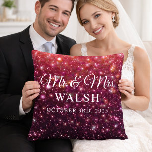 Benutzerdefinierter Name & Datum Galaxy Glitter De Kissen
