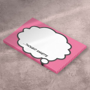 Benutzerdefinierter Name Denkblase Rosa Comic-Book Post-it Klebezettel