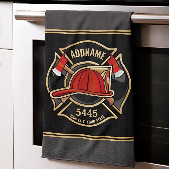 Benutzerdefinierter Name der Feuerwache & Abteilun Geschirrtuch (Von Creator hochgeladen)