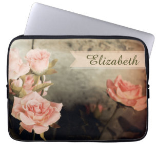 Benutzerdefinierter Name der rosa Rose Laptopschutzhülle