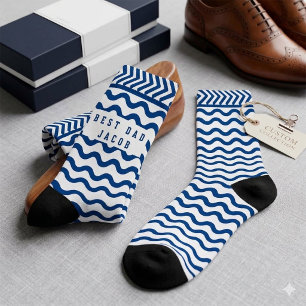Benutzerdefinierter Name des besten Vaters, blaues Socken