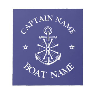 Benutzerdefinierter Name des Boots Kapitäns Marine Notizblock