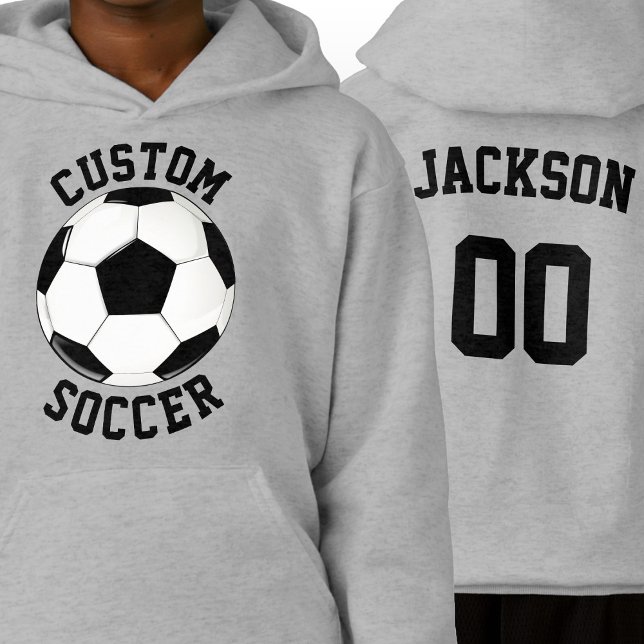 Benutzerdefinierter Name des Teams und Jersey-Numm Hoodie (Custom boys soccer team hoodie with personalized team name, player name and jersey number.)