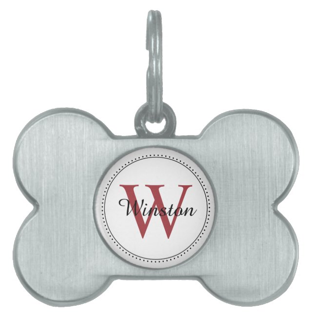 Benutzerdefinierter Name des Tieres Rotes Monogram Tiermarke (Vorderseite)