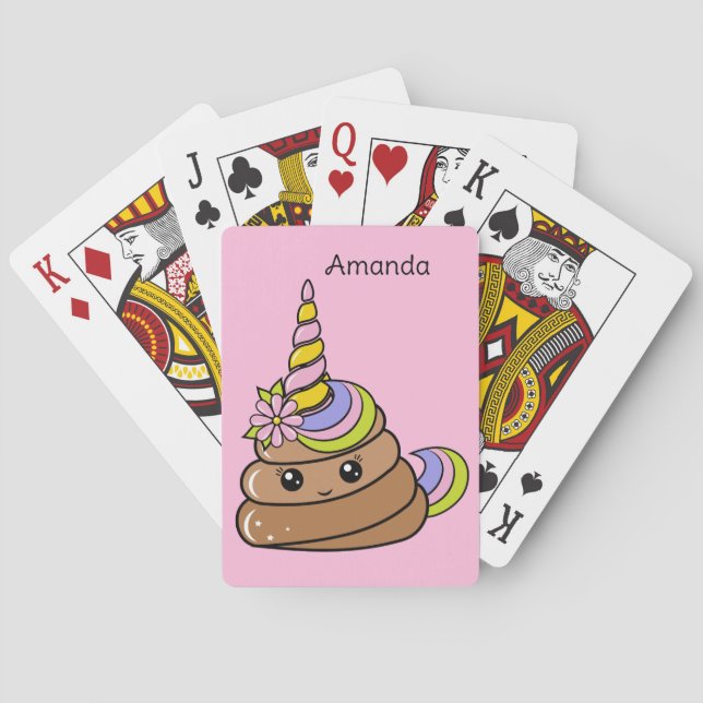 Benutzerdefinierter Name Einhorn Kot Spielkarten (Rückseite)