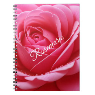 Benutzerdefinierter Name Elegante Rosenblume  Notizblock