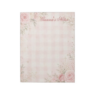 Benutzerdefinierter Name Faith Floral Gingham Noti Notizblock