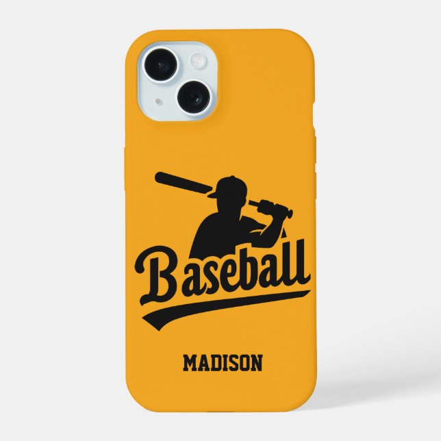 Benutzerdefinierter Name & Farbe Baseball iPhone 15 Hülle (Rückseite)