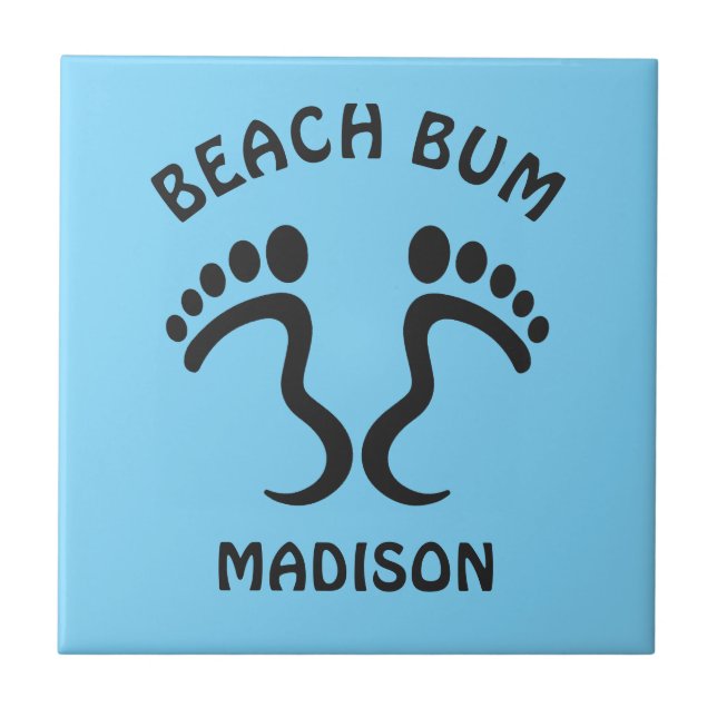 Benutzerdefinierter Name & Farbe Beach Bum Fliese (Vorderseite)