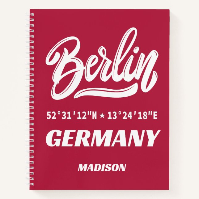 Benutzerdefinierter Name & Farbe Berlin Deutschlan Notizbuch (Vorderseite)
