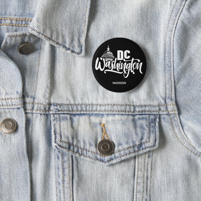 Benutzerdefinierter Name & Farbe Washington DC Button (Beispiel)