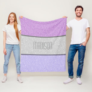 Benutzerdefinierter Name Faux Glitter Bling Fleecedecke
