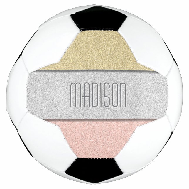 Benutzerdefinierter Name Faux Glitter Bling Fußball (Vorderseite)