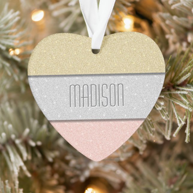 Benutzerdefinierter Name Faux Glitter Bling Ornament (Baum)