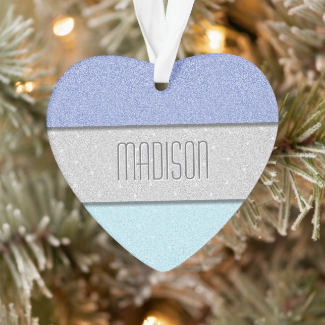 Benutzerdefinierter Name Faux Glitter Bling Ornament (Baum)