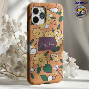Benutzerdefinierter Name Florale Orange Vintage-Sk Case-Mate iPhone Hülle