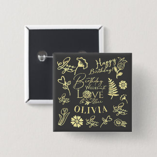 Benutzerdefinierter Name Florale Typografie Geburt Button