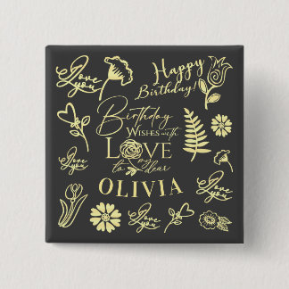 Benutzerdefinierter Name Florale Typografie Geburt Button