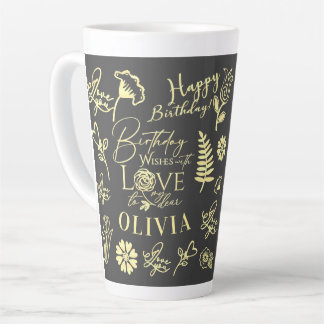 Benutzerdefinierter Name Florale Typografie Geburt Milchtasse