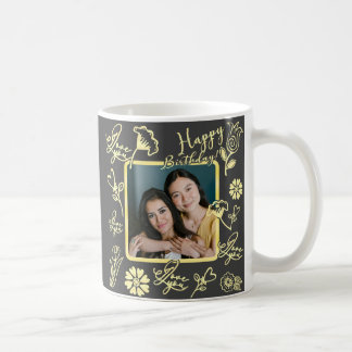Benutzerdefinierter Name Foto Florale Typografie G Kaffeetasse