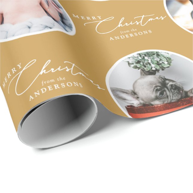 Benutzerdefinierter Name Frohe Weihnachten Skript  Geschenkpapier (Rolleneckpunkt)