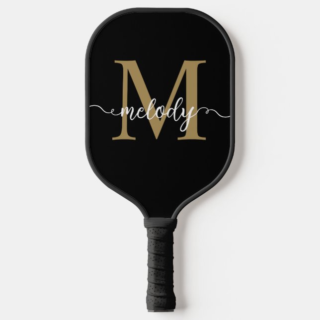 Benutzerdefinierter Name für Monogramm-Skripte Pickleball Schläger (Vorderseite)