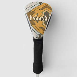 Benutzerdefinierter Name Geometrisch Rustikal Brau Golf Headcover