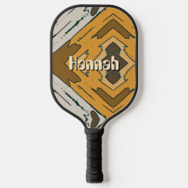 Benutzerdefinierter Name Geometrisch Rustikal Brau Pickleball Schläger