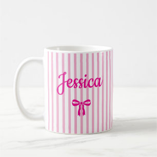 Benutzerdefinierter Name Gestreifter Coquette-Boge Kaffeetasse