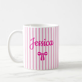 Benutzerdefinierter Name Gestreifter Coquette-Boge Kaffeetasse