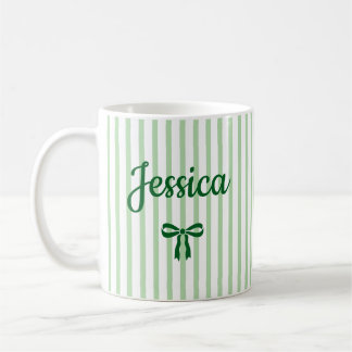 Benutzerdefinierter Name Gestreifter Coquette-Boge Kaffeetasse