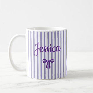 Benutzerdefinierter Name Gestreifter Coquette-Boge Kaffeetasse