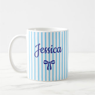 Benutzerdefinierter Name Gestreifter Coquette-Boge Kaffeetasse