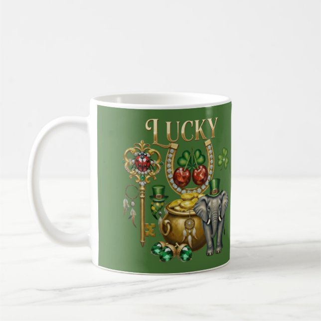 Benutzerdefinierter Name Glücksbringer  Kaffeetasse (Links)