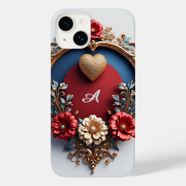 Benutzerdefinierter Name Golden Heart Glow ✨ Perle Case-Mate iPhone Hülle (Rückseite)