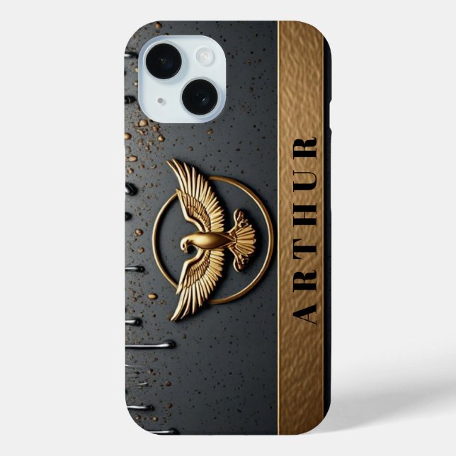 💎 Benutzerdefinierter Name Goldener Adler Flow Fl Case-Mate iPhone Hülle (Rückseite)