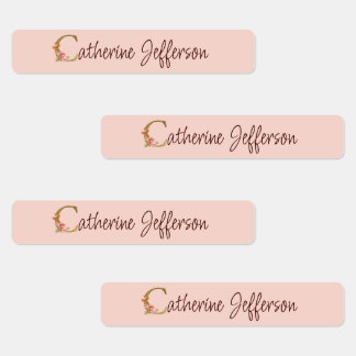 Benutzerdefinierter Name Goldfolie Blush Rosa Rose Etiketten