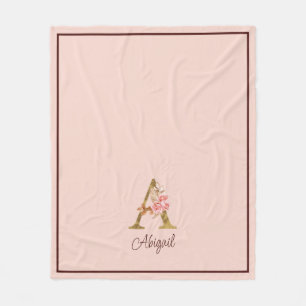 Benutzerdefinierter Name Goldfolie Blush Rosa Rose Fleecedecke