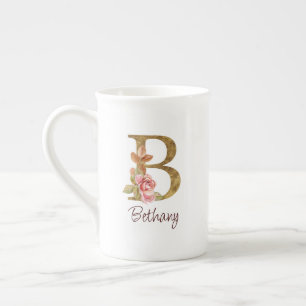 Benutzerdefinierter Name Goldfolie Blush Rosa Rose Prozellantasse
