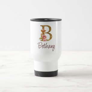 Benutzerdefinierter Name Goldfolie Blush Rosa Rose Reisebecher