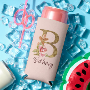 Benutzerdefinierter Name Goldfolie Blush Rosa Rose Selters Dosenkühler