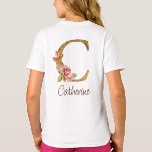 Benutzerdefinierter Name Goldfolie Blush Rosa Rose T-Shirt