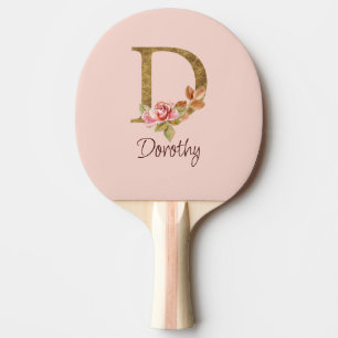 Benutzerdefinierter Name Goldfolie Blush Rosa Rose Tischtennis Schläger